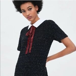 NWT Zara Knit Dress with Velvet Bow